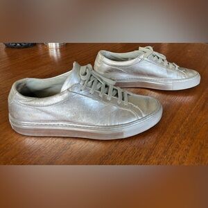 Common Projects Achilles Low Metallic Silver Leather Sneakers. Women’s 37. EUC